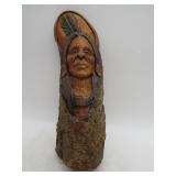 Handcarved Log Indian Bust - 10'