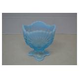 Vintage Mosser Blue Opalescent Glass Shell Spooner
