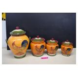 Casa Vero Rooster Canister Set. No Chips or Cracks