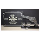 NIB Glass Revolver Whiskey Decanter
