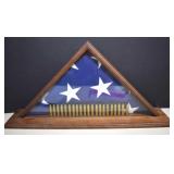 Memorial Flag In Display Box & 21 Empty Shell
