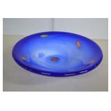 Vintage Hand Blown Blue Art Glass Bowl