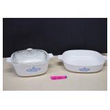 Two Cornflower Blue Corning Ware Baking Dishes