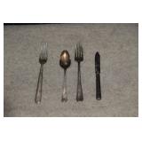 2 Sterling Silver Forks, Spoon & Small Knife -146g