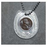 1945 Wheat Penny in Goodluck Horseshoe Necklace