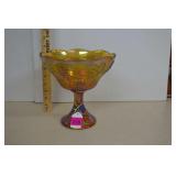 Vintage Indiana Carnival Glass Amber Compote
