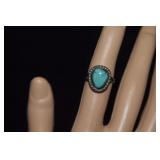 Sterling Turquoise Ring  Sz 6-1/4
