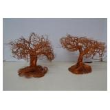 Vintage Copper Wire Trees Set Of 2