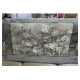 Large Fabric Floral Tapestry on Metal Rod - 51x34'