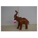 Vintage Brown Leather Wrapped Elephant Figurine