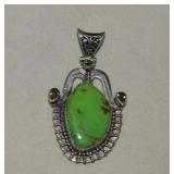 Sterling Green Turquoise & Peridot Pendant