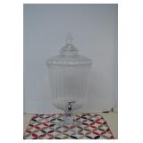 Large Clear Glass Beverage Dispenser & Dish Mat
