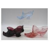 Three Vtg. Fenton and Mosser Glass Slippers