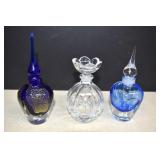 Three Beautiful Art Glass Perfume Bottles