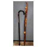Very Detailed Carved Wood Snake Cane & Other Cane