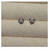14K Post Earrings w/ White Sapphire