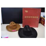 Two Vintage Cowboy Hats in Stetson Box. One Bailey