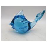 Unmarked Vtg. Art Glass Blue Fish - 4'L