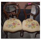 Two Antique Victorian Balloon Back Chairs