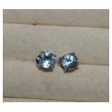 Sterling and Blue Topaz Stud Earrings