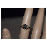 10K Gold Ring w/ Topaz & Diamond  Sz 5-1/2