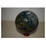 3 Lbs 3.1 Oz  Sphere Of Ocean Jasper On Stand