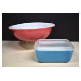 Vintage Pyrex, 2qt. Mixing Bowl & Blue Pyrex