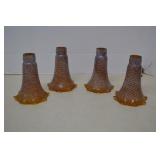 Vintage Handblown Amber Swirl Glass Lamp Shades