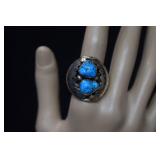 Sterling Turquoise Men's Ring  Sz12  NOTE**