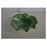 Vintage Murano  Adventurine Green Glass Ashtray