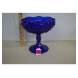 Mosser Cobalt Blue Glass Inverted Thistle Compote
