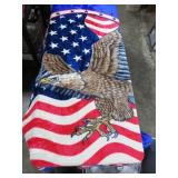 King Size Fleece Blanket w/US Flag & Eagle Design