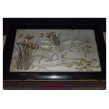 Jewelry Box w/ Etched Swans   Includes Contents