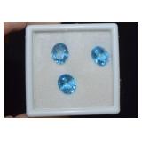 Three 4ct Blue Swiss Topaz (2.68Tcwt) in Gem Jar
