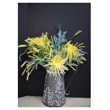 Wall Hung Metal Pitcher Floral Decor
