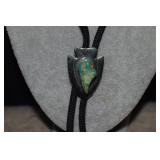 Bolo Tie w/ Braided Cord, Arrowhead Slide & Turq.