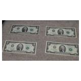 (4) $2 Unc. Federal Reserve  Green Seals