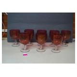 Vintage Set Of 8 Bartlett Collins Cranberry Goblet