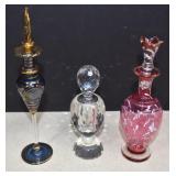 Three Lovely Art Glass Perfume Bottles