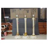 Three Vintage Tall Electric Lamps
