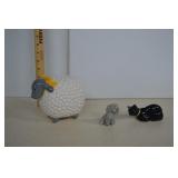 Vintage FF Sheep Coin Bank, Spagetti Poodle &