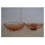 Vintage Indiana Pink Glass Fruit Bowl & NOTE