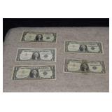 1935E, (2) 1957, 1957A, 1957B $1 Silver Cert.