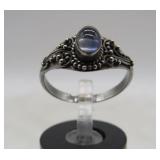 Cute Sterling and Moonstone Ring - Sz 6.5