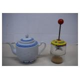 Vintage Glass Bottle Chopper & Tea Pot