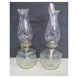 Two Vintage Lamplight Farms Oil Lamps and a Wick