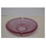 Vintage Blenko Rose Glass Ribbed Large Ashtray