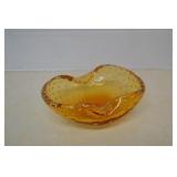 Vintage Murano Amber Glass Bullicante Bowl