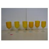 Vintage Surek Yellow/Clear Frosted Goblets NOTE