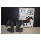 Horse Head Bookends & Horse And Rider Book